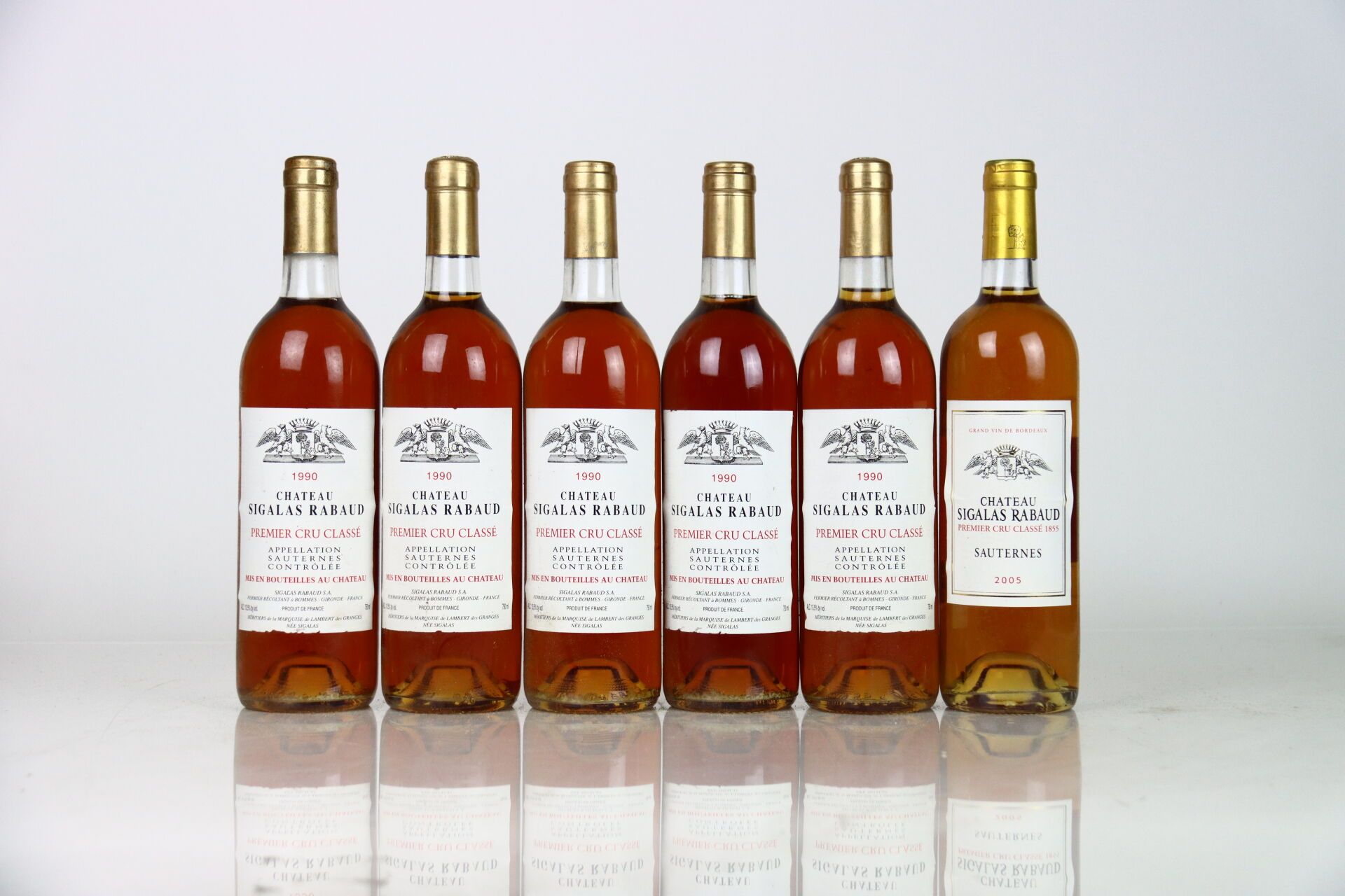 Null 6瓶SAUTERNES 1990（5）和2015（1），CHÂTEAU SIGALAS-RABAUD。