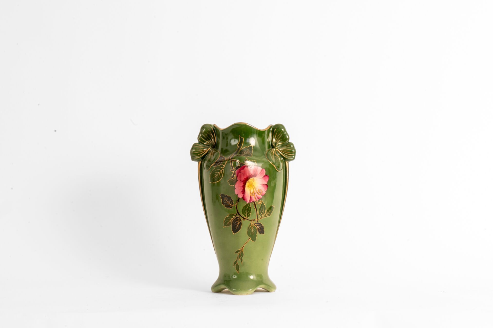 Null KELLER & GUERIN - LUNEVILLE. Vase ovoïde en céramique à décor en applicatio&hellip;