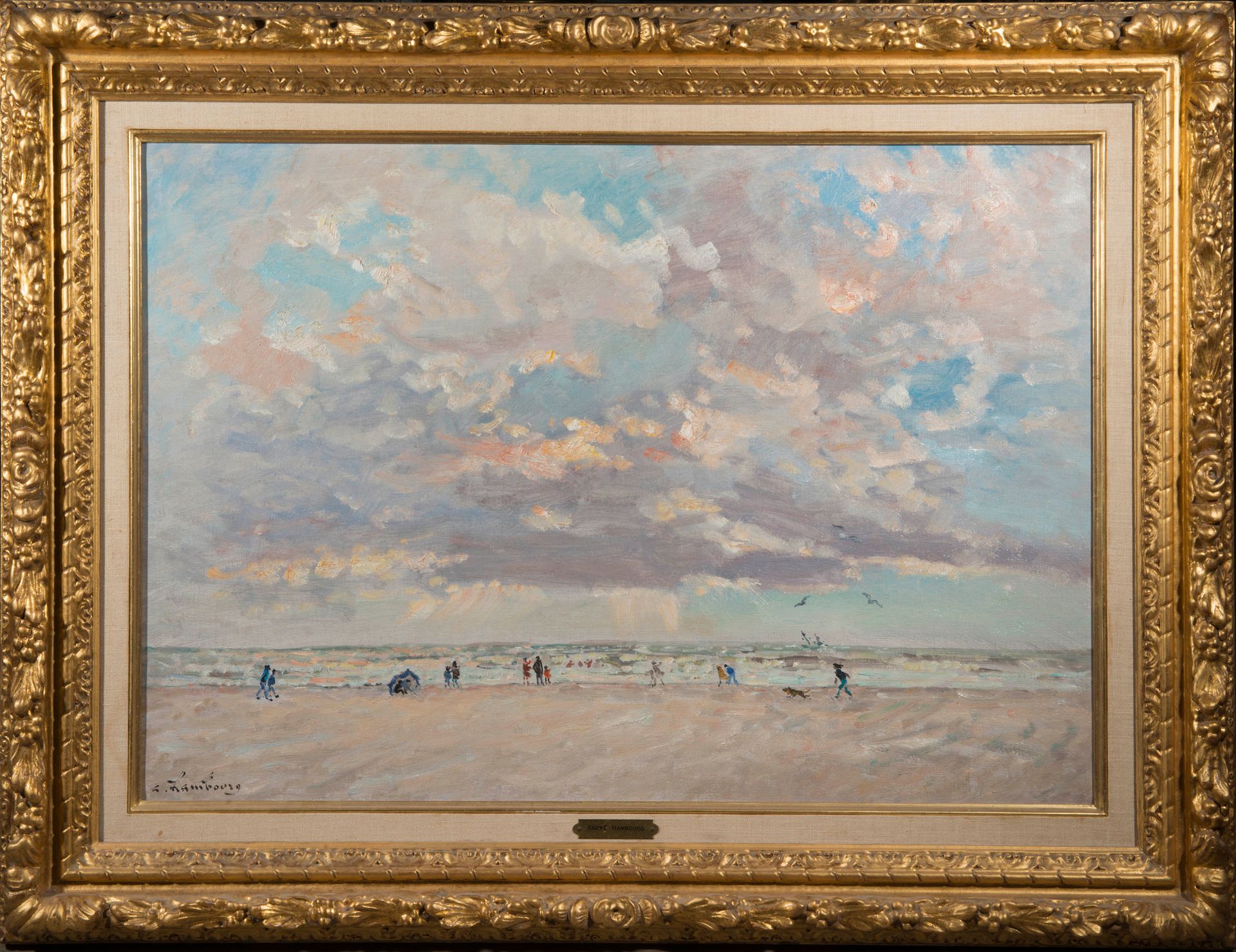 André HAMBOURG (1909-1999), 九月的海滩上的风

布面油画，左下角有签名，位于多维尔，背面有题名。

50.5 x 73.5厘米