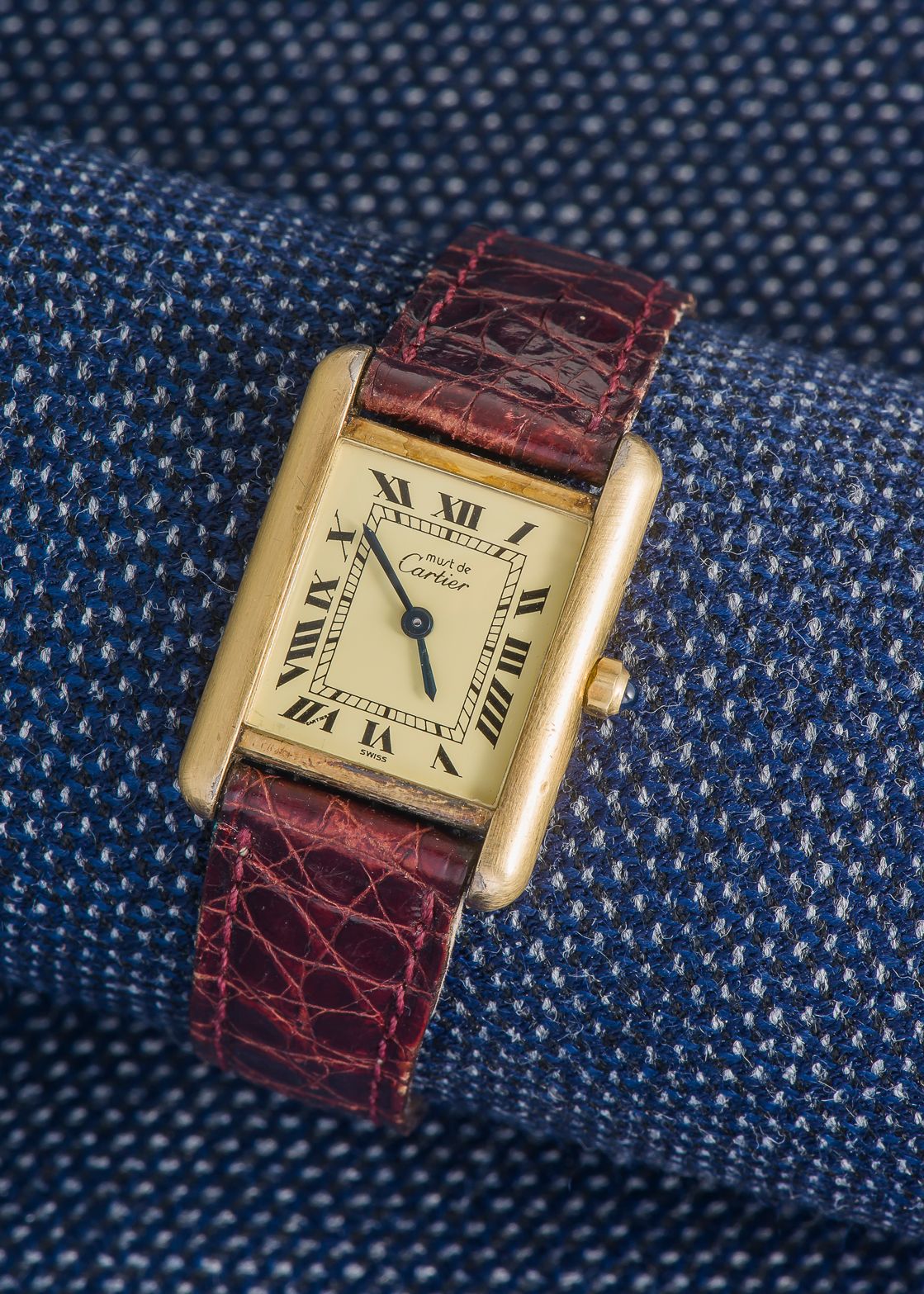 MUST de CARTIER Orologio da donna placcato oro giallo, la cassa di forma rettang&hellip;