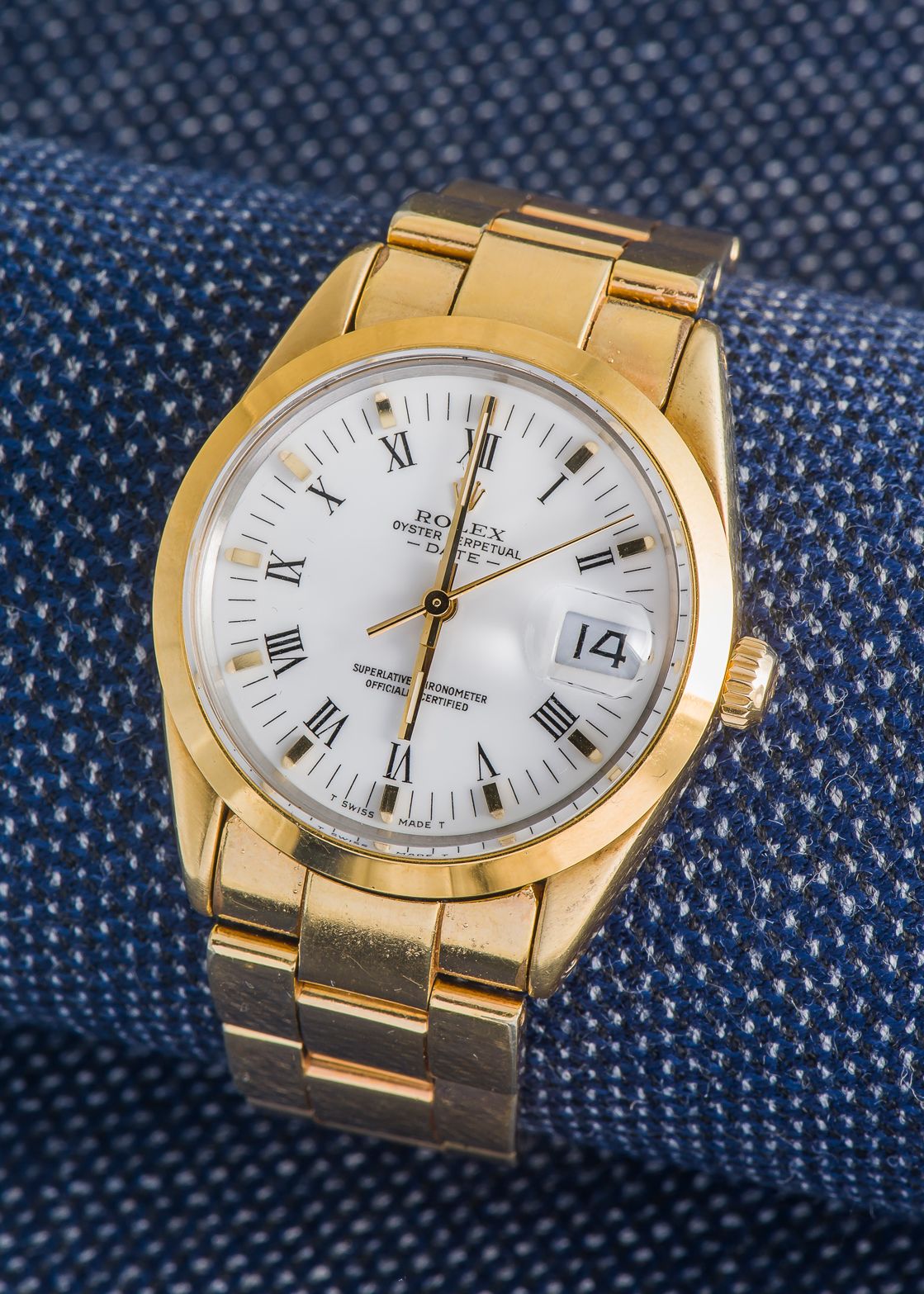 ROLEX, 1984 Oyster Perpetual Date watch ref. 15505, yellow gold-plated steel cas&hellip;