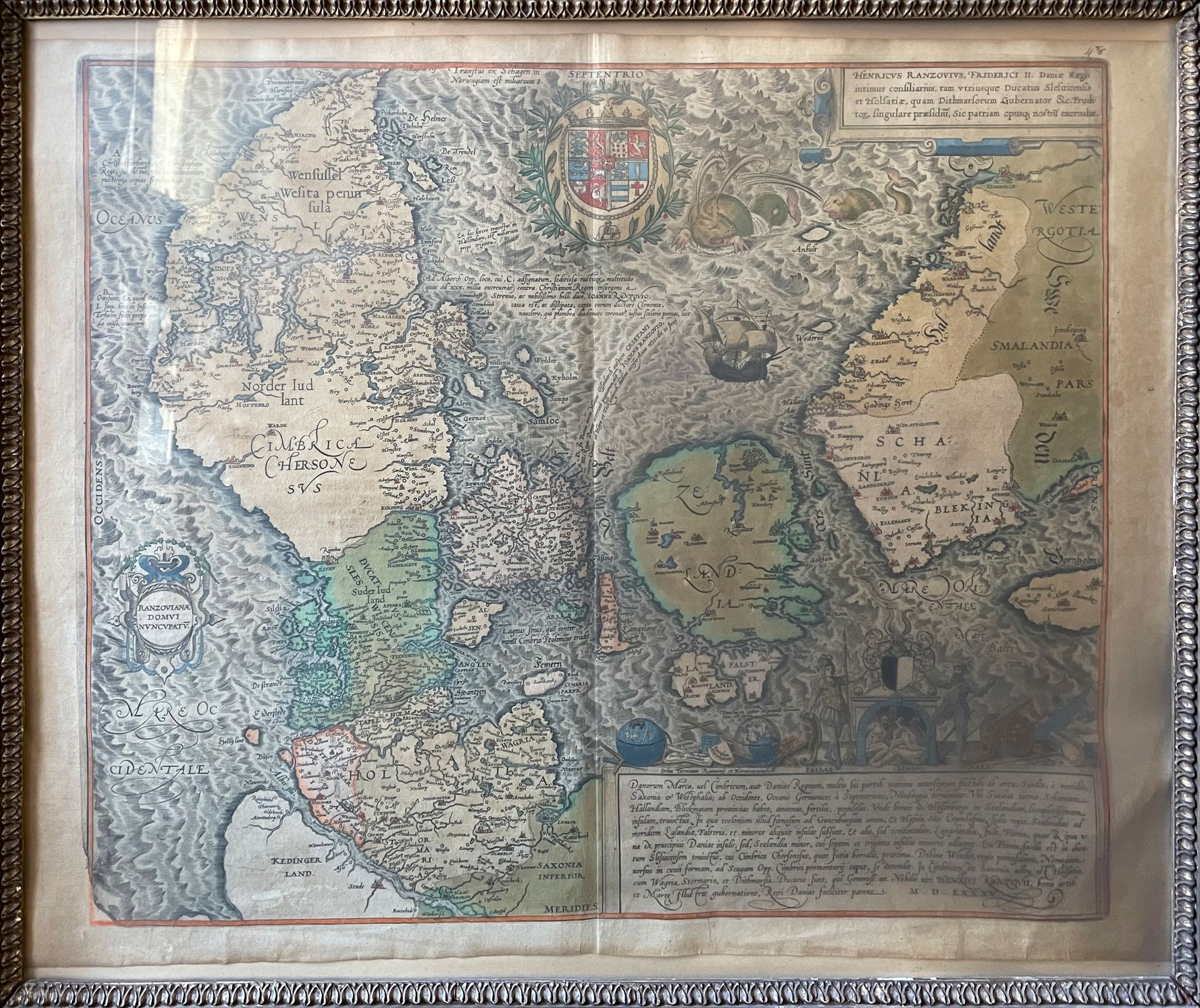 Null Map of the Kingdom of Denmark 

42 x 39 cm (at sight) 

Bad condition