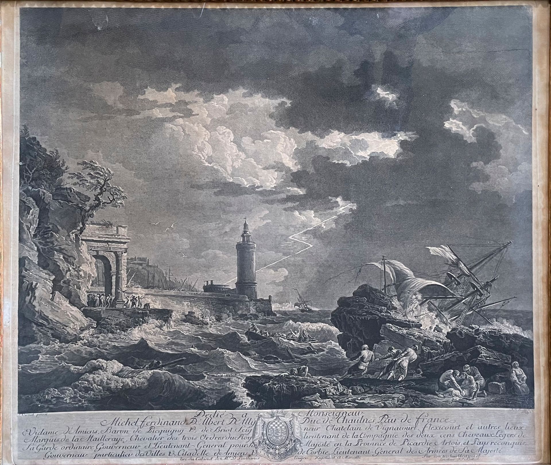 D'après Joseph VERNET, engraved by Balechou 

Scene of a shipwreck 

Engraving

&hellip;