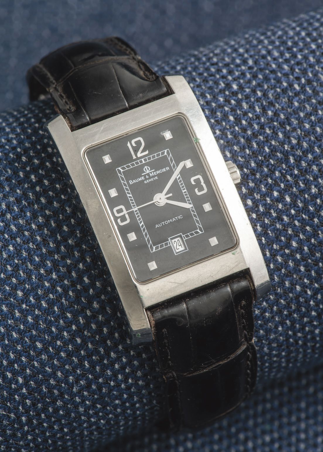 BAUME & MERCIER Classic Hampton model watch in steel, the rectangular case with &hellip;