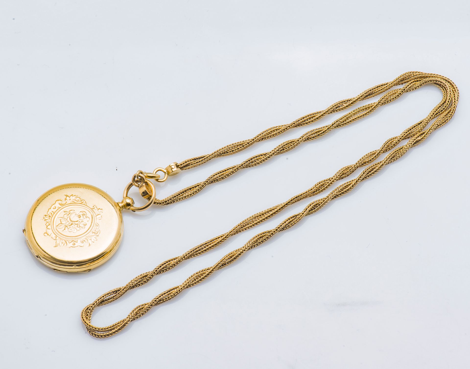 Null Colgante con doble cadena de serpiente y portafotos en oro de 18 quilates (&hellip;