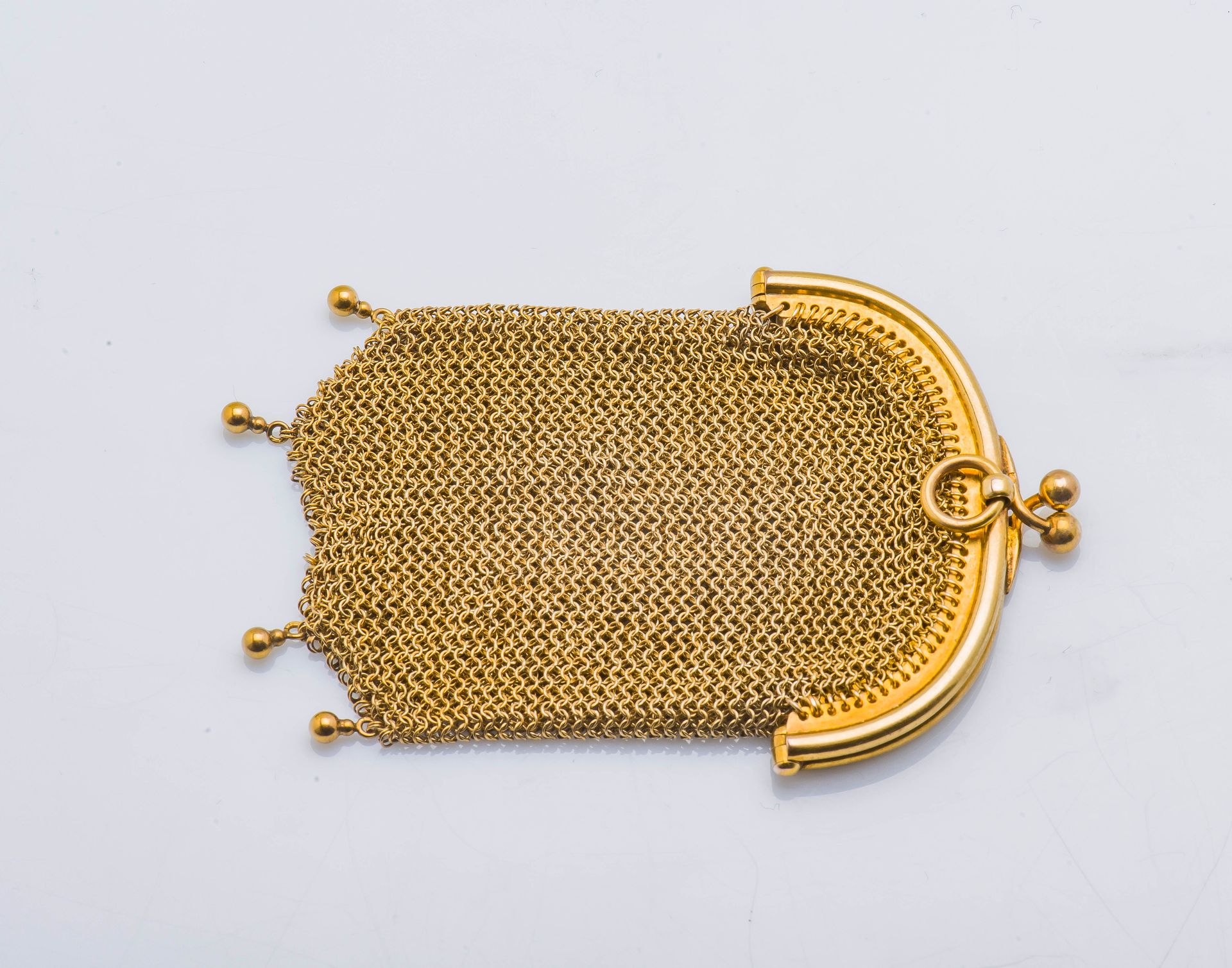 Null Small purse in 18K (750 thousandths) yellow gold mesh rib with two compartm&hellip;