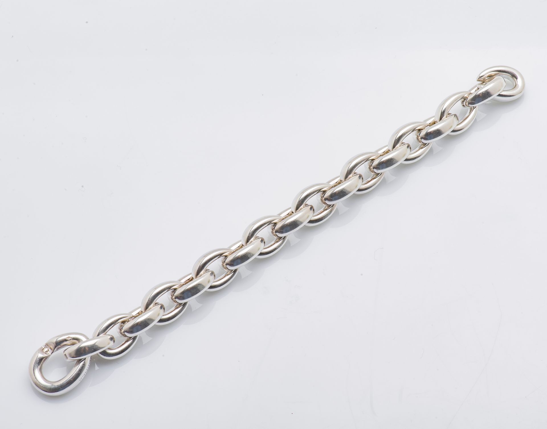 HERMES Bracelet modèle Acrobate en argent (925 millièmes) à large maillons ovale&hellip;