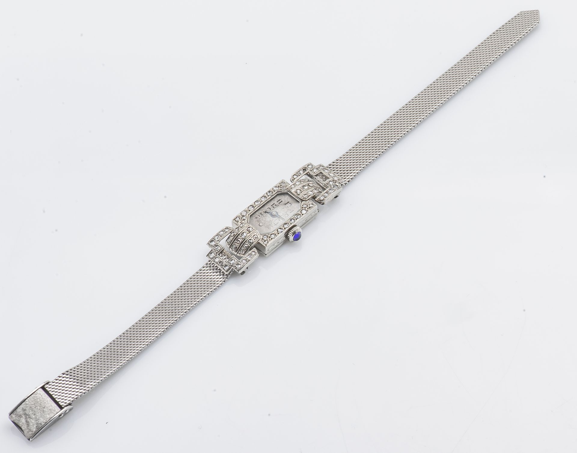 Null Bracelet montre de dame, boitier rectangulaire en or gris 18 carats (750 mi&hellip;