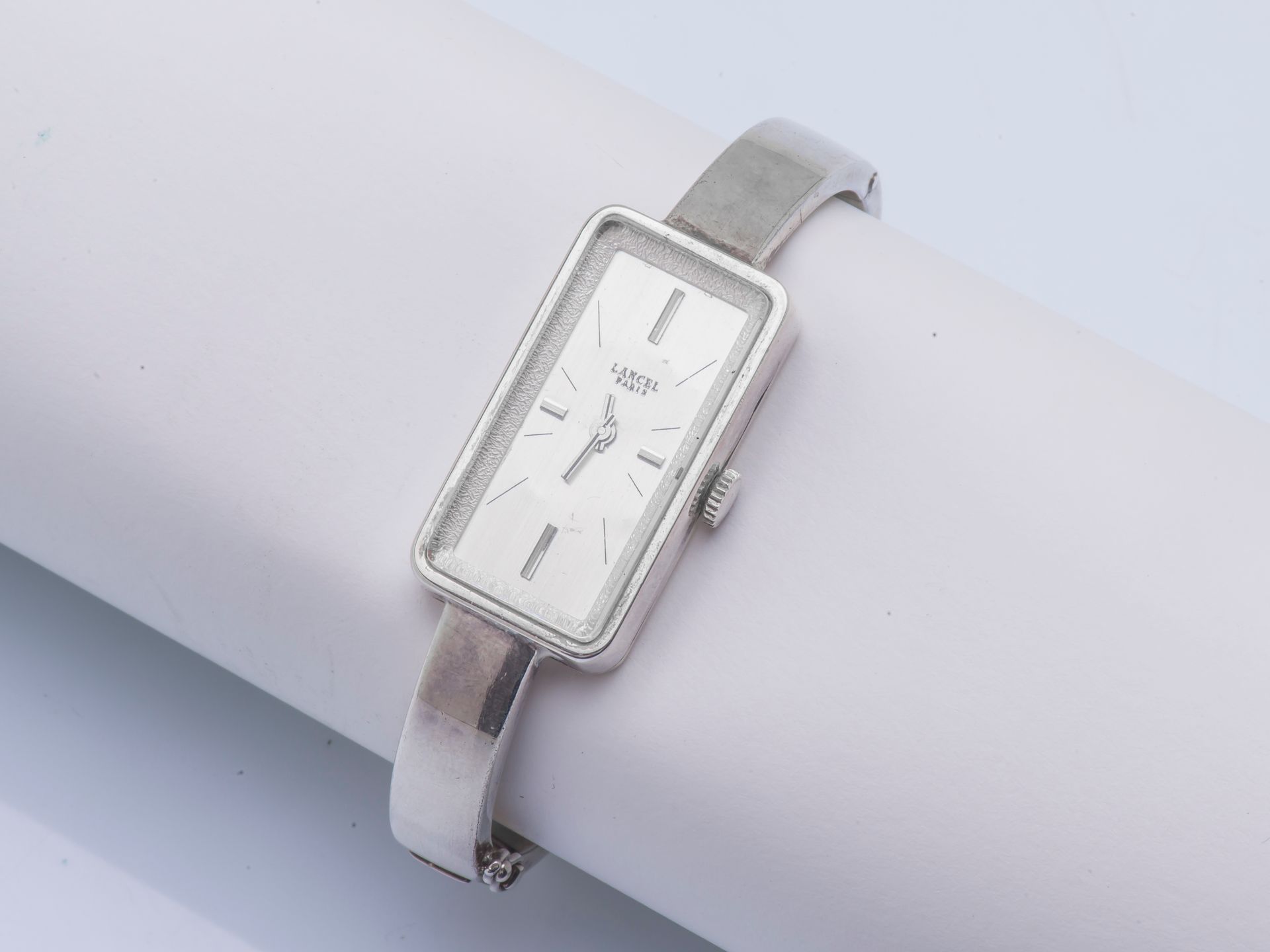 LANCEL Ladies' watch bracelet forming a silver (800 thousandths) flat band openi&hellip;
