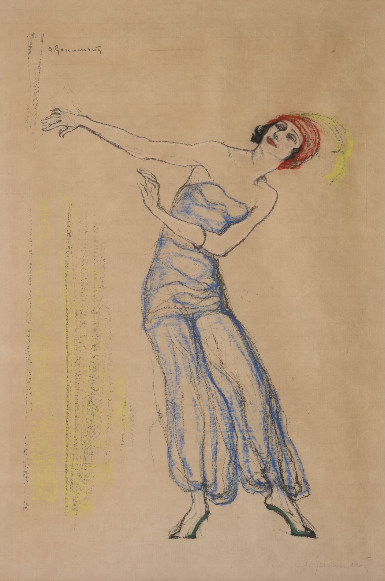 Null Arthur GRUNENBERG (1880/86-1952) 
Bailarina 
Aguafuerte realzado al pastel,&hellip;