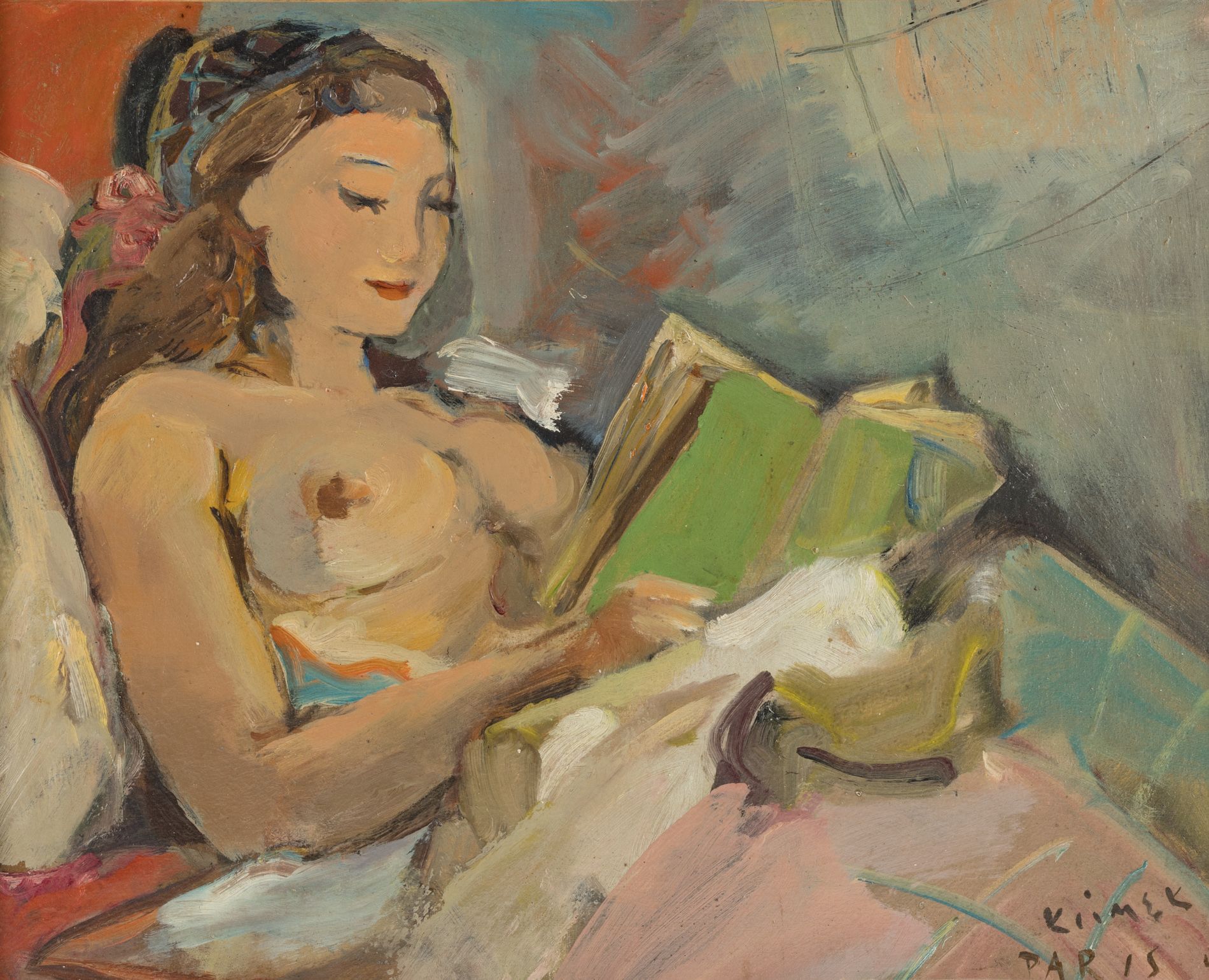 Null Ludwig KLIMEK (1912-1992)
La lecture 
Huile sur toile signée en bas à droit&hellip;