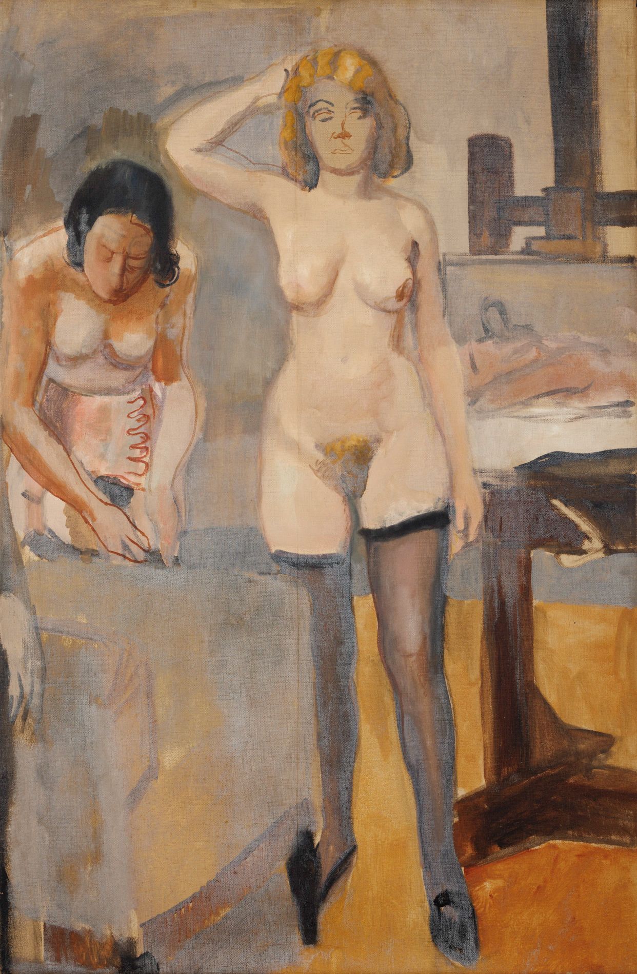 Null André-Albert TONDU (1903-1980) 
Les deux modèles 
Huile sur toile signée, d&hellip;