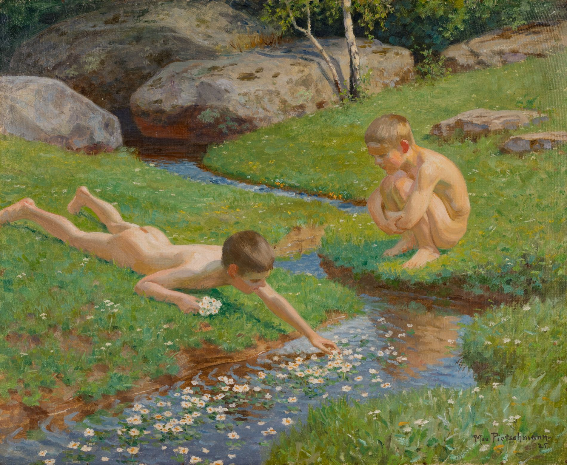 Null Max PIETSCHMANN (1865-1952)
Corso d'acqua 
Olio su isorel, firmato in basso&hellip;