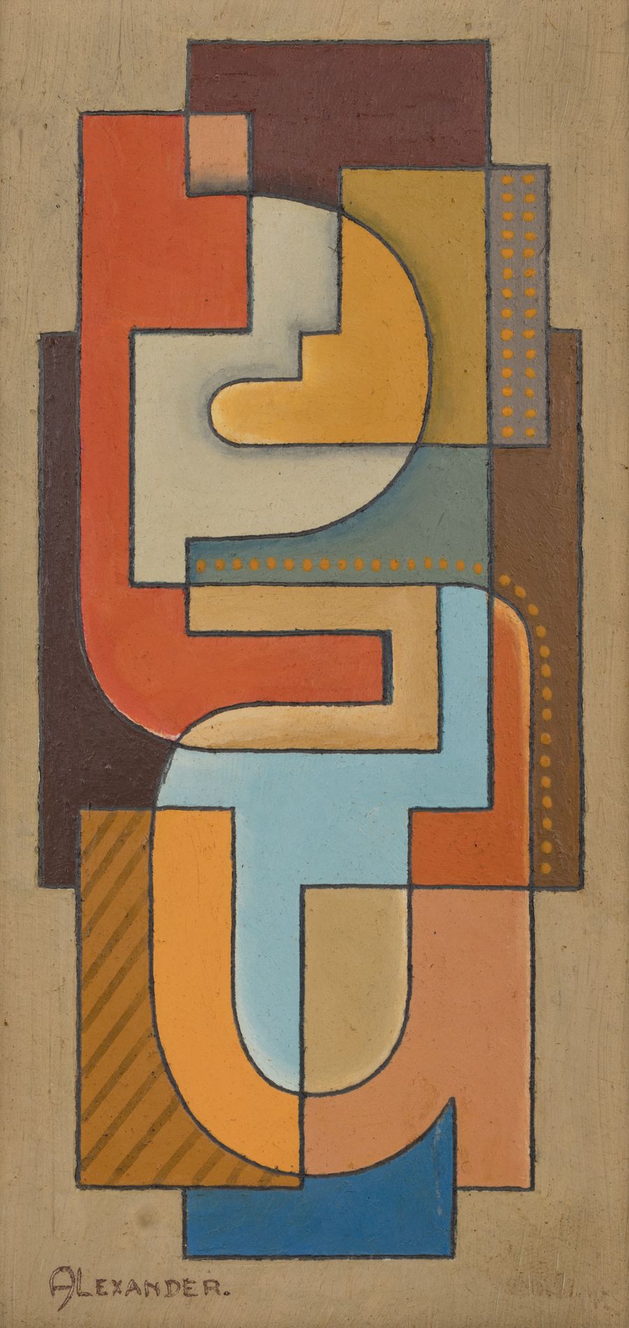 Null ALEXANDER (20. Jahrhundert) 
Abstrakte Komposition 
Öl auf einem Paneel. 
D&hellip;
