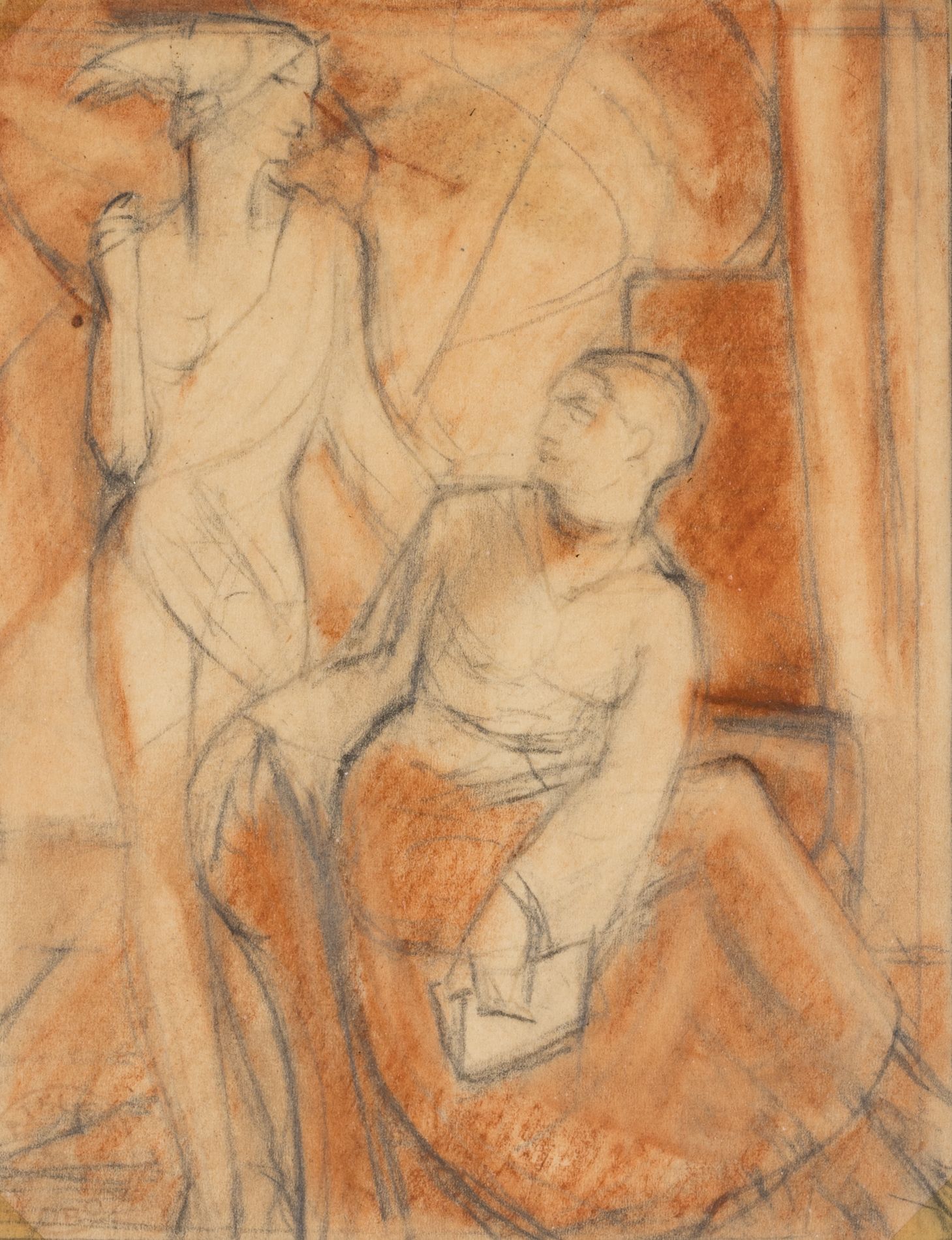 Null 古斯塔夫-福洛特 (1885-1965)
谈话 
纸上水彩和铅笔，左下方有工作室印章。 
尺寸：16 x 13厘米