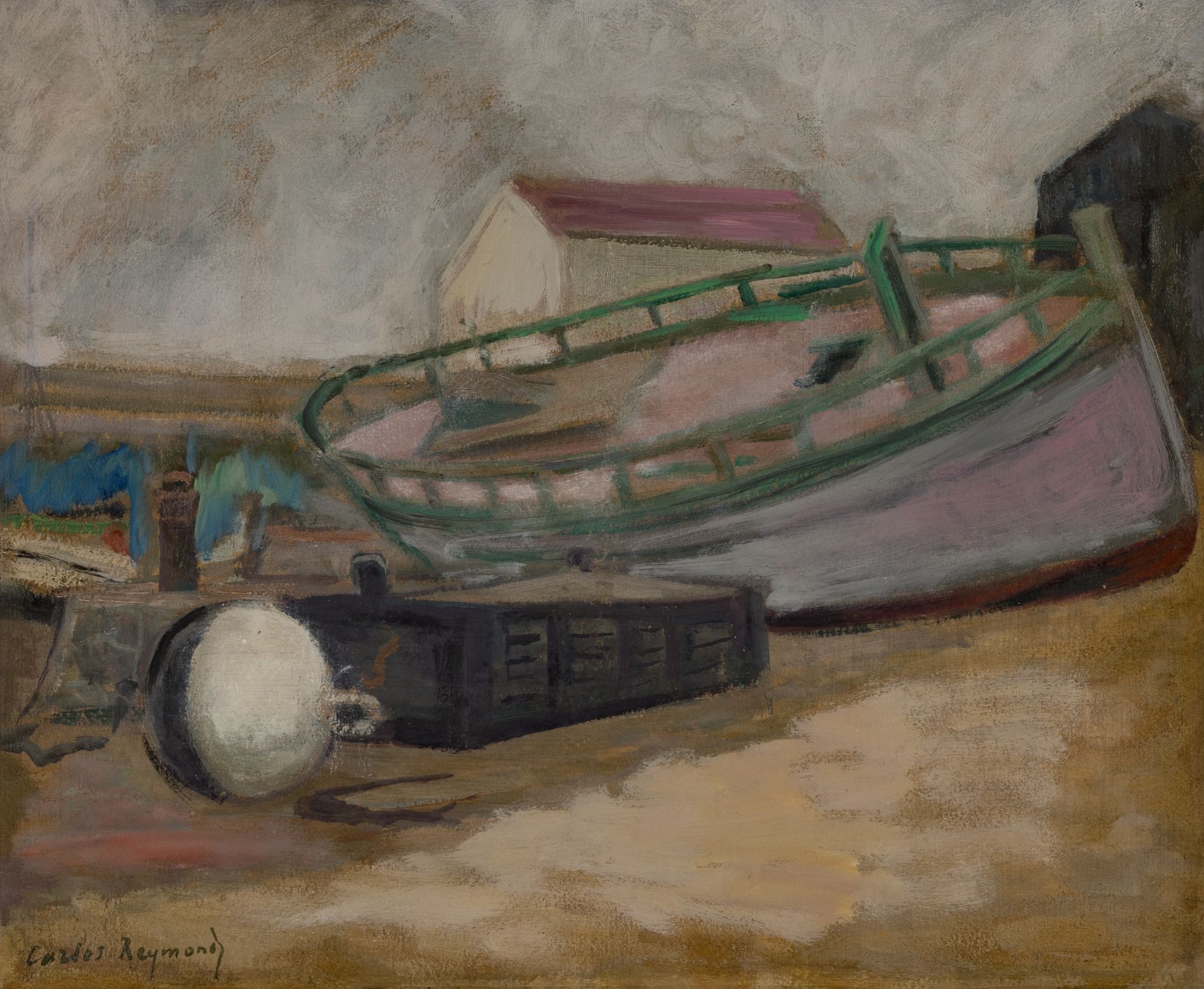 Null Carlos REYMOND (1884-1970)
La bouée blanche 
Huile sur toile signée en bas &hellip;