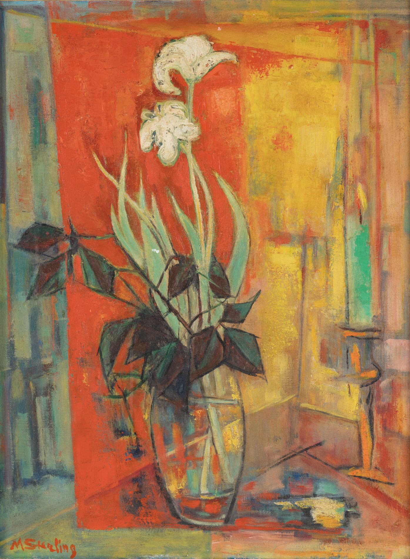 Null 马克-斯特林 (1897-1976)
静物与花束 
布面油画，左下方有签名，背面有副署。 
尺寸：62 x 46 cm