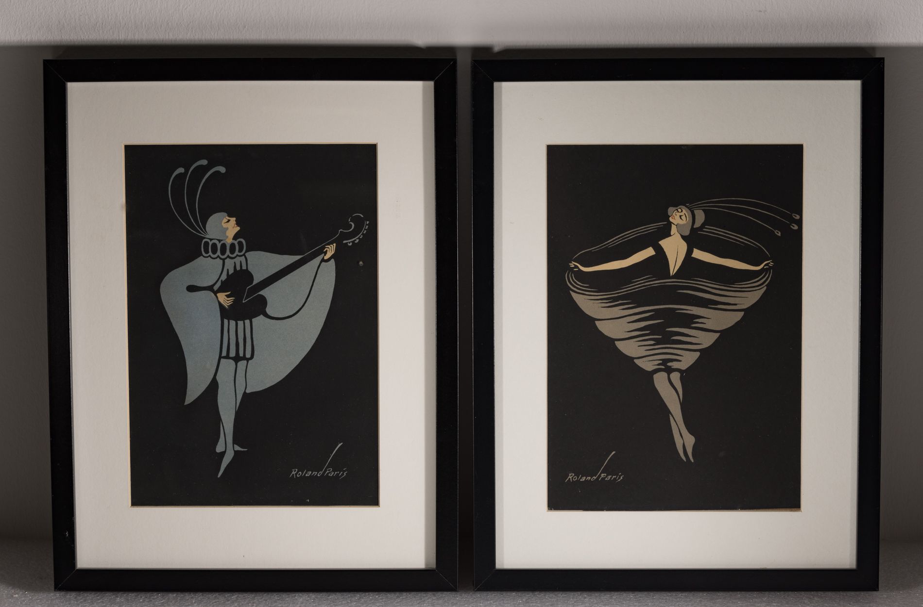 Null Roland PARIS (1894-1945) 
Suonatore di cetra e ballerina 
Due litografie a &hellip;