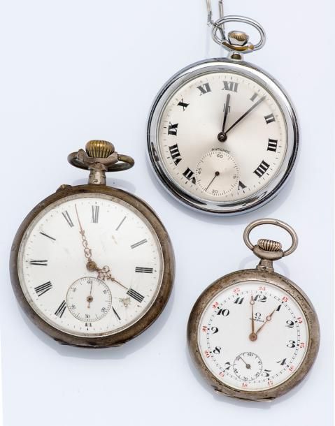 Null Lot de trois montres de poche, vers 1910/1960

1. Montre de poche LIP en ac&hellip;