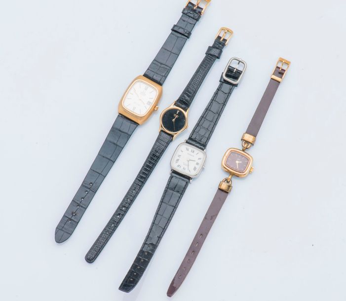 SEIKO, TISSOT, OMEGA, JAZ Lot constitué de quatre montres de dame : SEIKO - TISS&hellip;