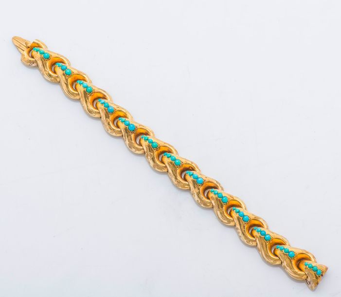 Null Bracelet articulé en or jaune 14 carats (585 millièmes), les maillons cisel&hellip;