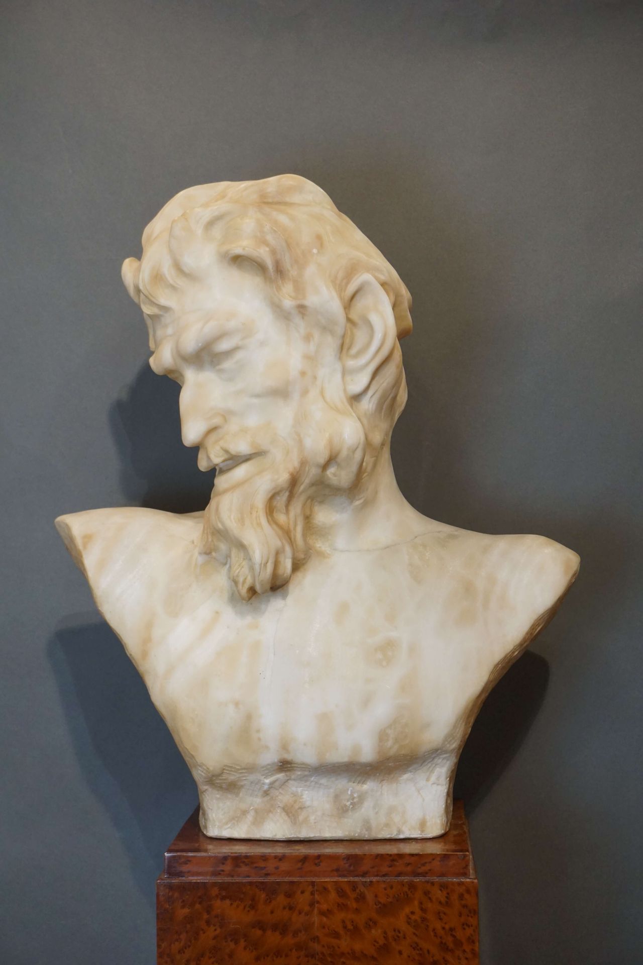 LAMBEAUX Jef (1852-1908) Bust of a faun in marble signed Jef Lambeaux. H : 60 cm&hellip;