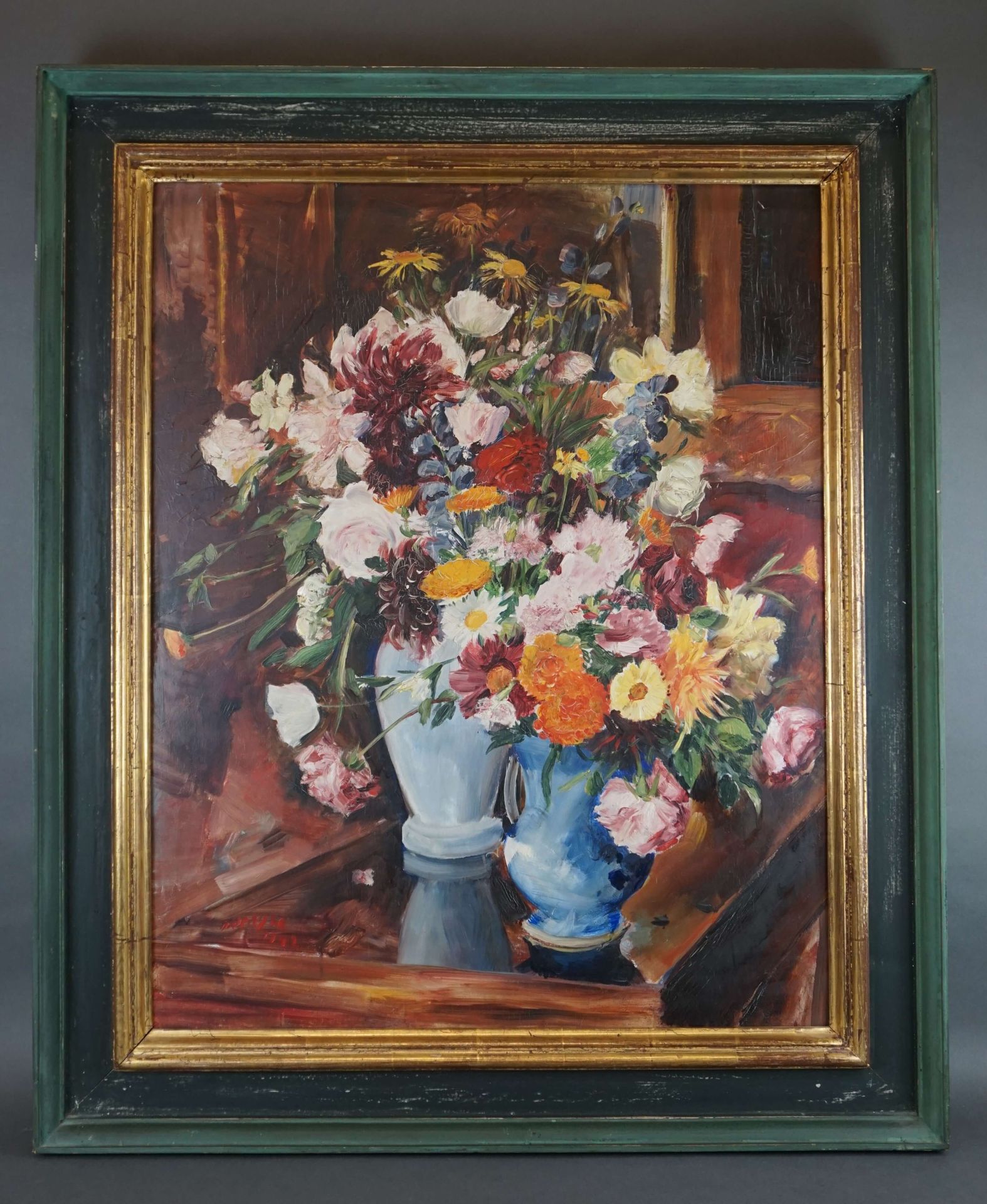 DUPAGNE Adrien (1889-1980) 签名为Dupagne "Vase fleuri "的板上油画。日期为1942年。83x69厘米