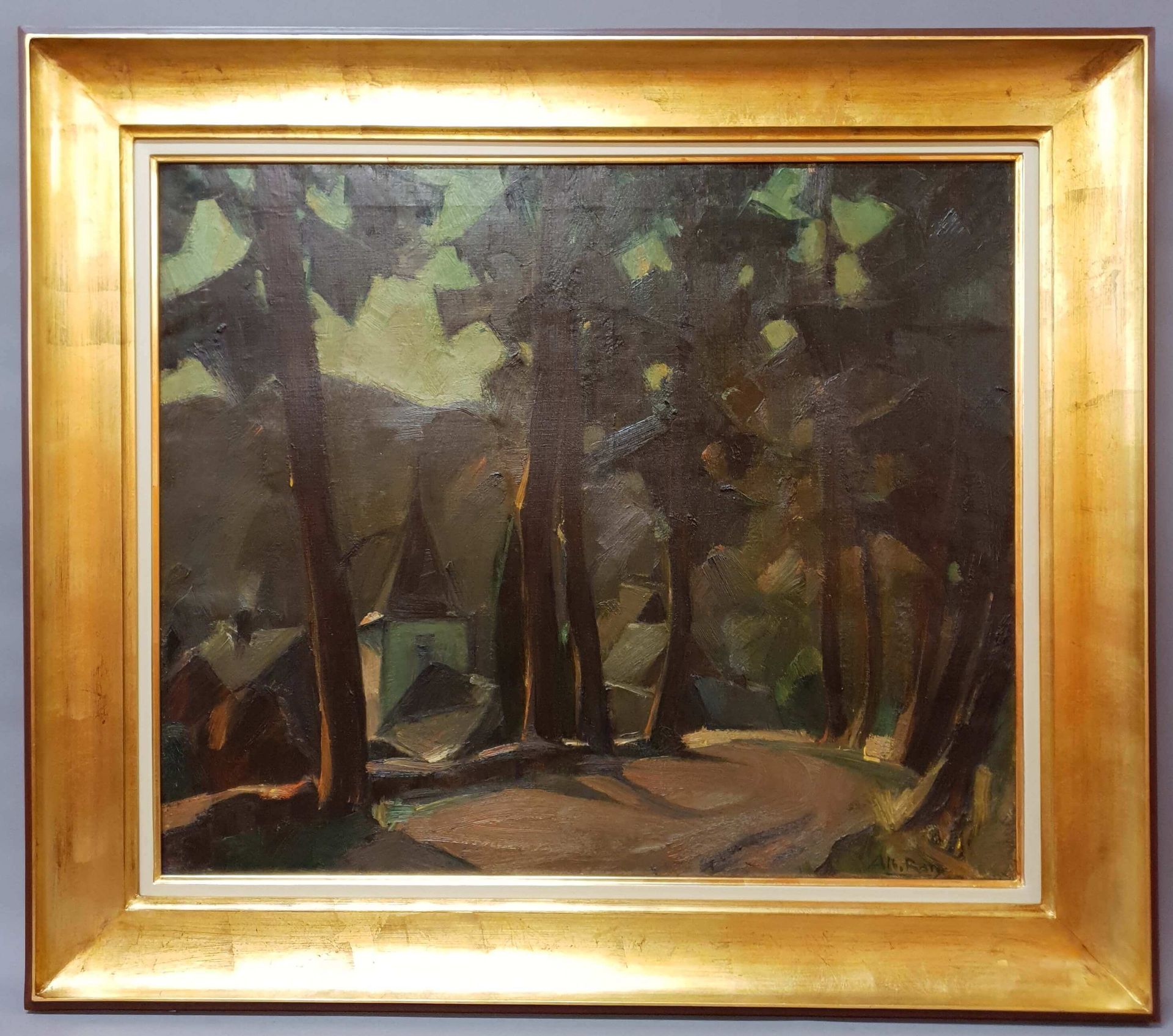 RATY Albert (1889-1970) 签名为Alb的面板油画。拉蒂 "La route ardennaise"。作品背面有标题和会签。67x80厘米