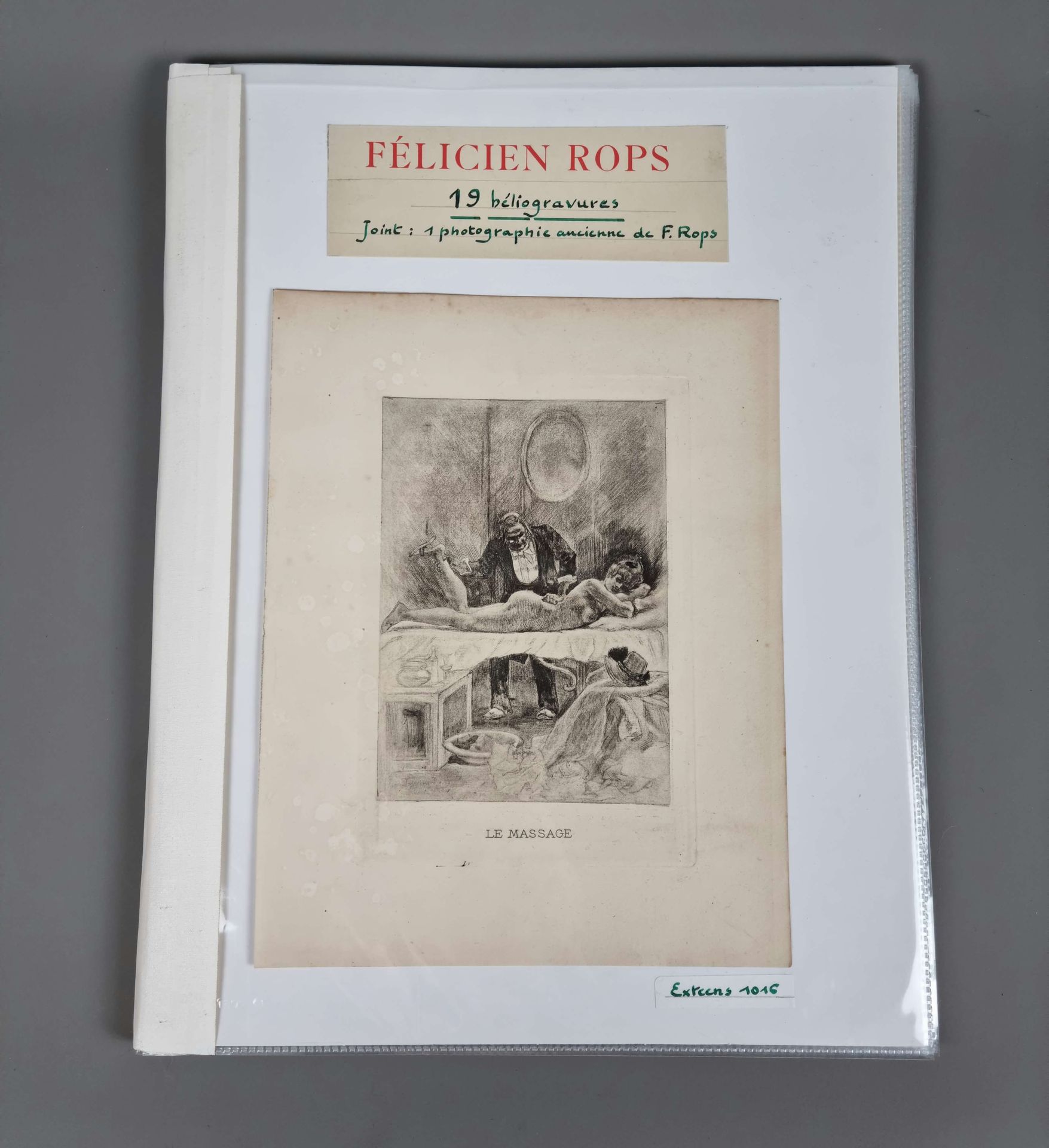 Null Félicien Rops.装订本中包含19张日光版画和1张Félicien Rops的照片