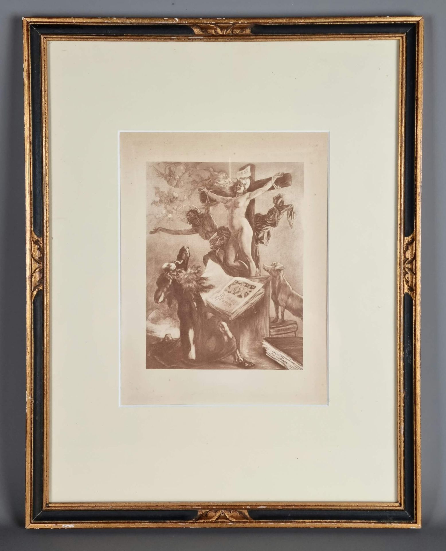 Null Félicien Rops. Héliogravure "La tentation". 23x17 cm