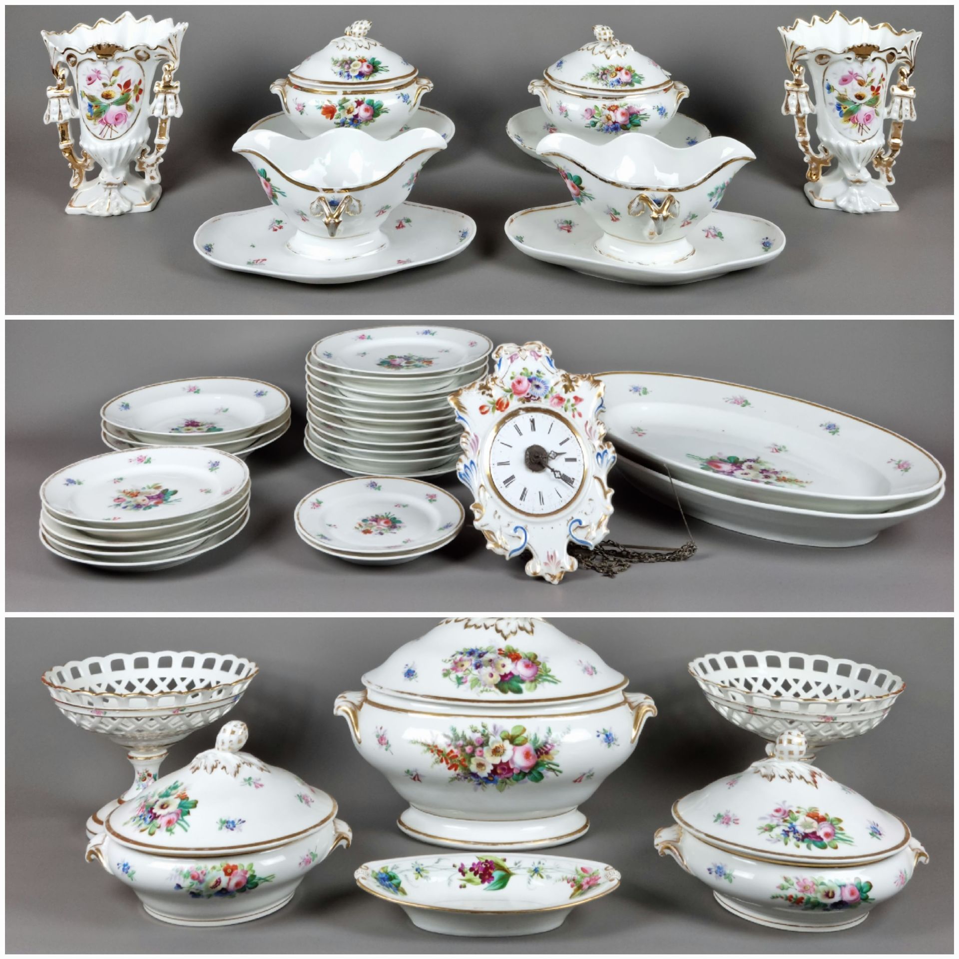 Null Service in old Brussels with floral decoration composed of 11 plates, 3 dee&hellip;