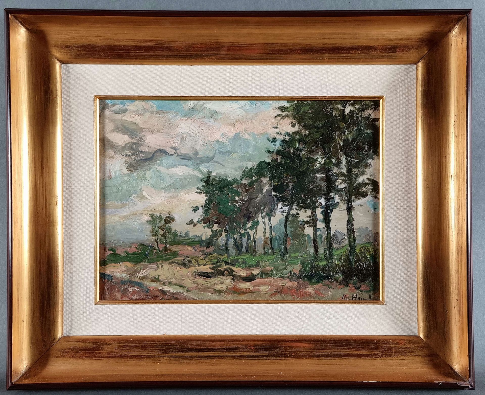 HEINTZ Richard (1871-1929) 布面油画，有Rich的签名。海因茨《风景》25x36厘米