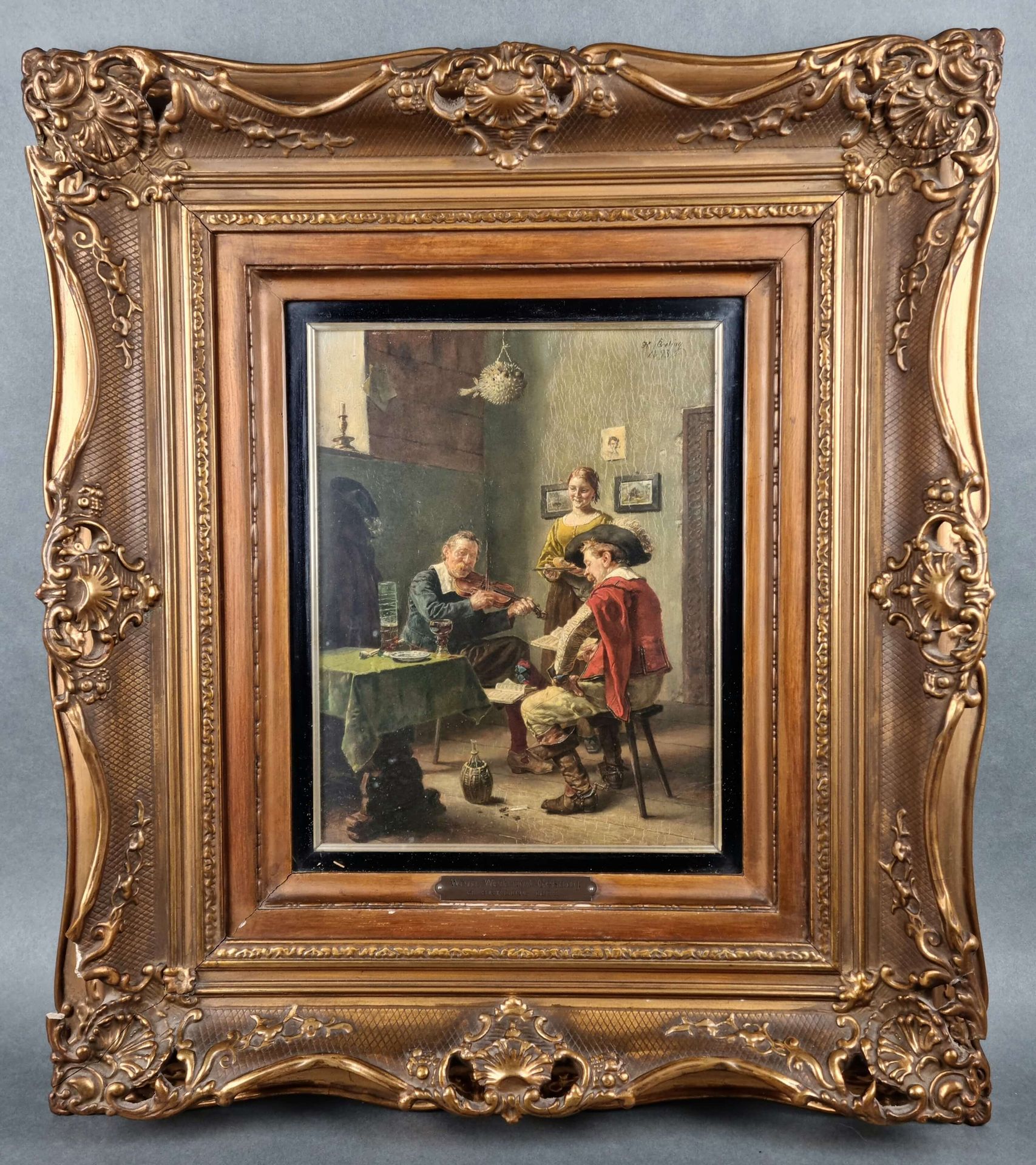 BRELING Heinrich (1849-1914) Huile sur toile marouflée sur panneau signée Heinri&hellip;