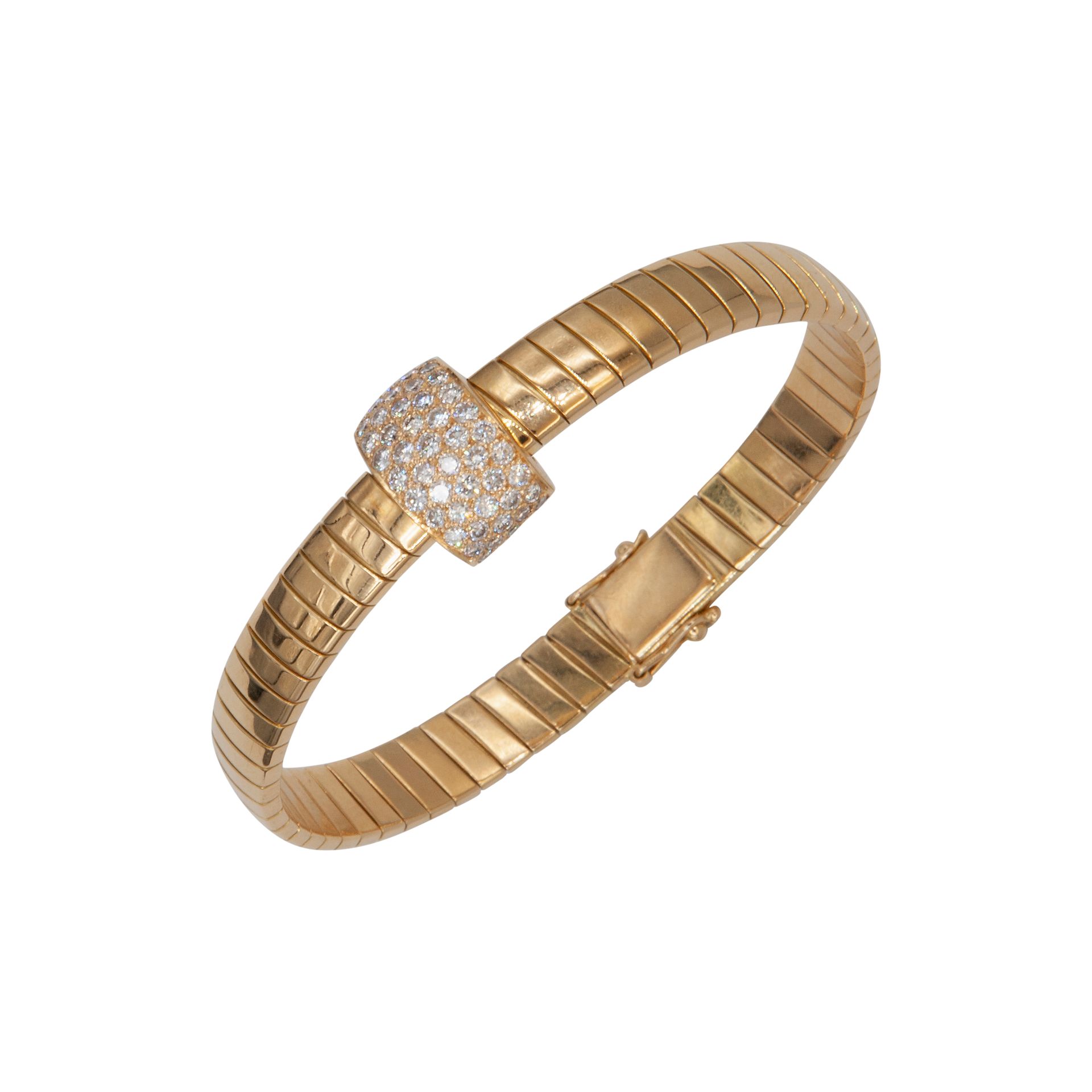 Null Armband aus 18 Karat Gelbgold mit weichem Maschenwerk und zentralem Diamant&hellip;