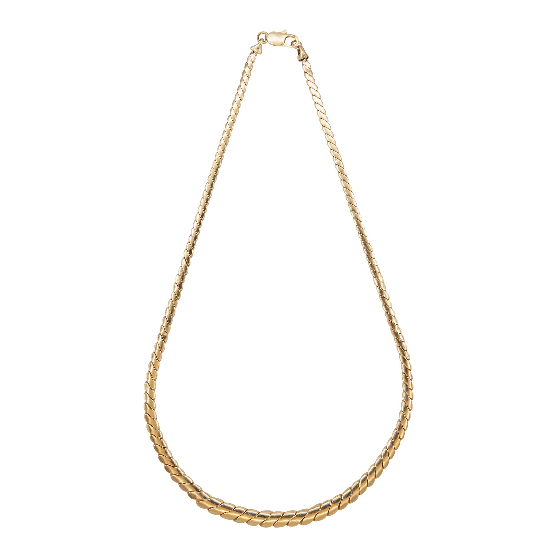 Null 18kt yellow gold necklace with diamonds, weighing about 0.18 ct. Length 40 &hellip;