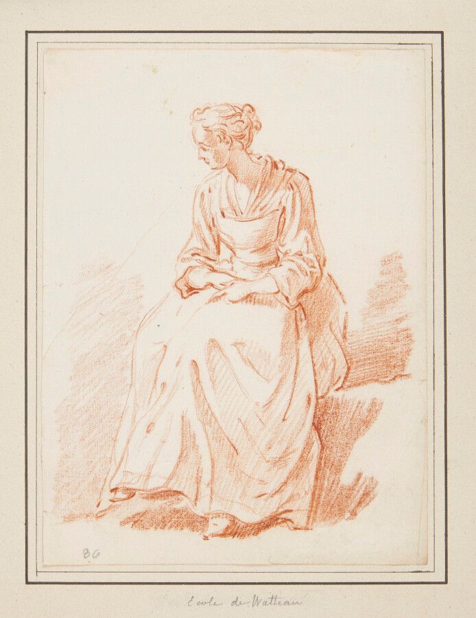 Null ÉCOLE FRANÇAISE DU XVIII° SIÈCLE

Jeune femme assise

Sanguine

Haut. 21,7 &hellip;