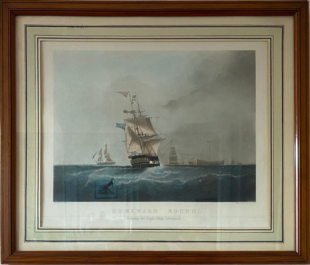 Null Paire de GRAVURES maritimes anglaises en couleurs tirée « Howard bound » et&hellip;