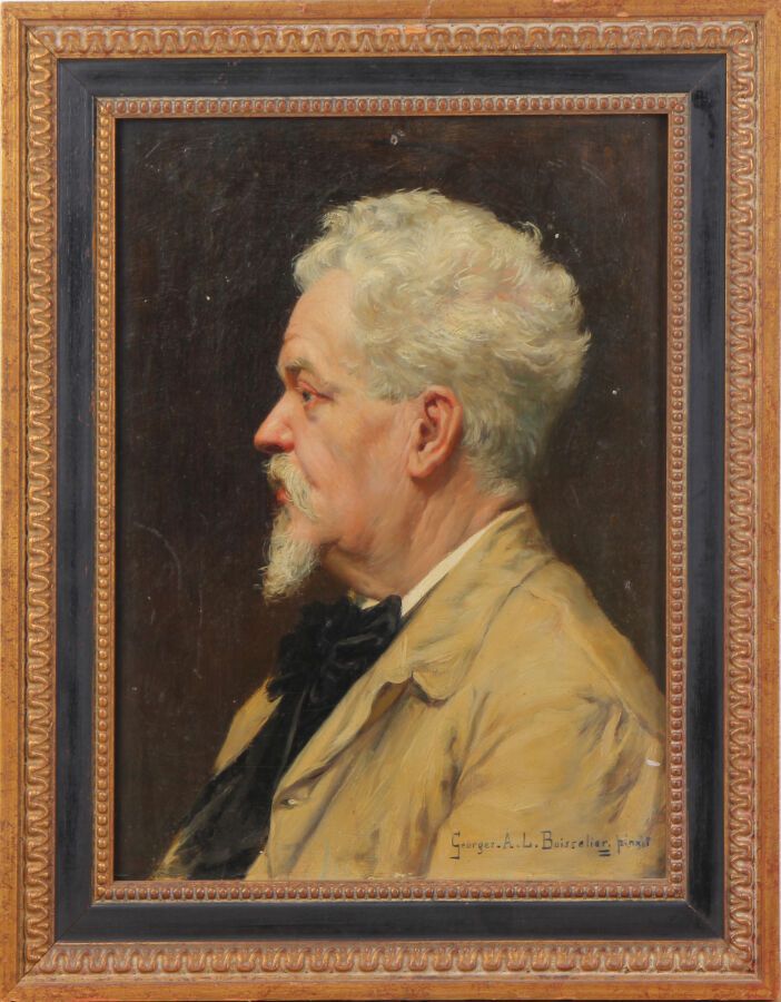 GEORGES ALEXANDRE LUCIEN BOISSELIER (1876-1943) 
Portrait d'homme de profil 
Hui&hellip;