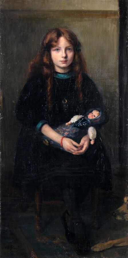 JACQUES ÉMILE BLANCHE (1861-1942) 
Jeune fille à la poupée 
Huile sur toile, sig&hellip;