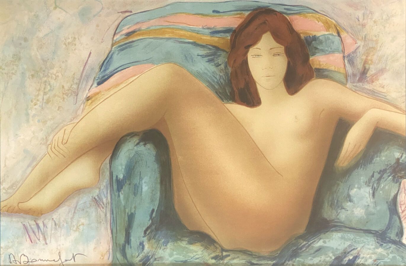 Null 阿兰-博内弗瓦(生于1936年)

在扶手椅上的裸体

纸上水墨画，左下方签名

高度34.5厘米 - 视线宽度52厘米