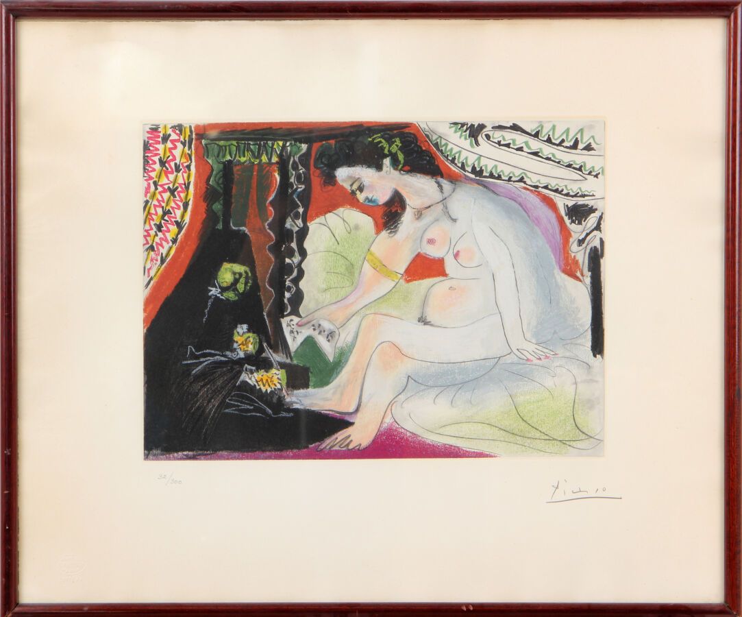 Null 仿照巴勃罗-毕加索（1881-1973）的作品

巴斯希巴，1966年

彩色水粉画，右下角有签名，注明32/300

右下角有Atelier Cro&hellip;