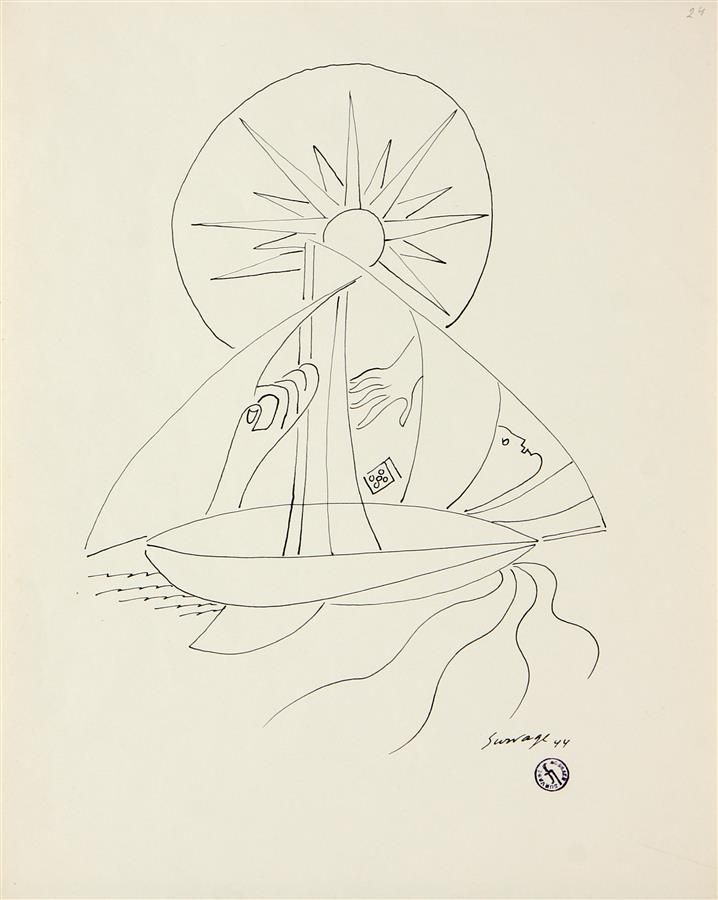 Null [不来]

利奥波德-斯库拉吉(1879-1968)

与帆船的构图

水墨，右下角有签名，日期为44，盖有Atelier Survage的印章

高&hellip;