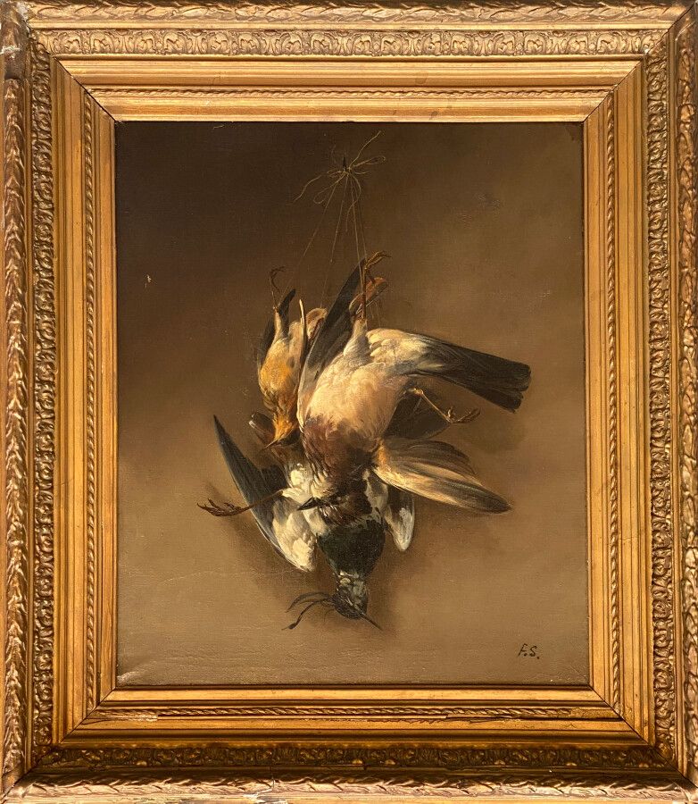 Null 19TH CENTURY FRENCH SCHOOL 

Still life with a lapwing, a jay and a woodcoc&hellip;