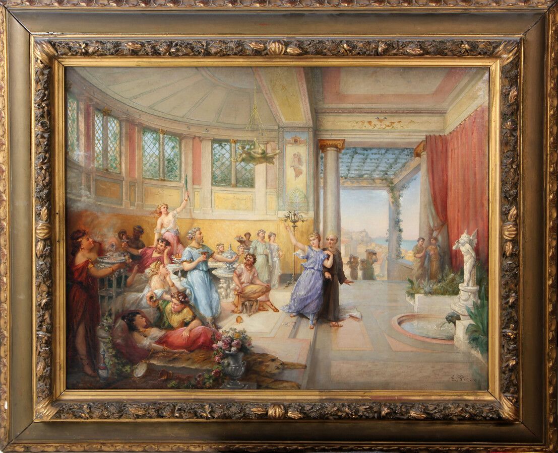 Null 亨利-皮埃尔-皮库(南特，1824-1865)

古代的狂欢节

布面油画，右下方有签名。背面注有 "Thaïs"，取自（阿纳托尔）法兰西的小说。

&hellip;
