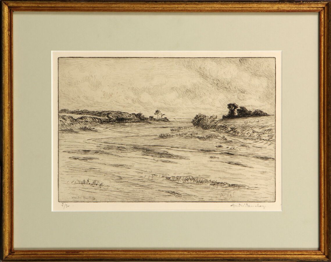 Null 安德烈-道谢(1870-1948)
美丽岛的推定景观
蚀刻版画
版面上有签名，编号为7/30，右下方有铅笔签名："André Dauchez
197 &hellip;