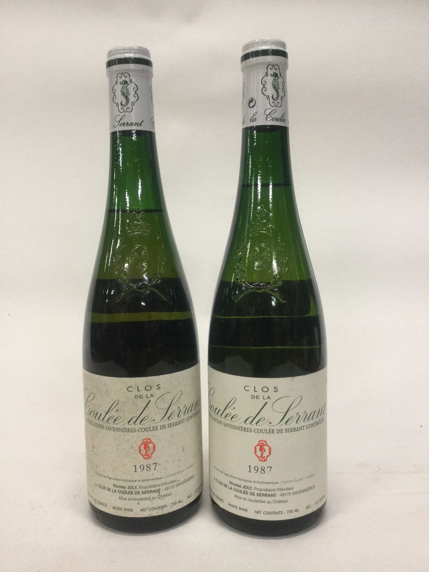 Null 2 Bottles Clos de la COULÉE DE SERRANT Nicolas JOLY 1987