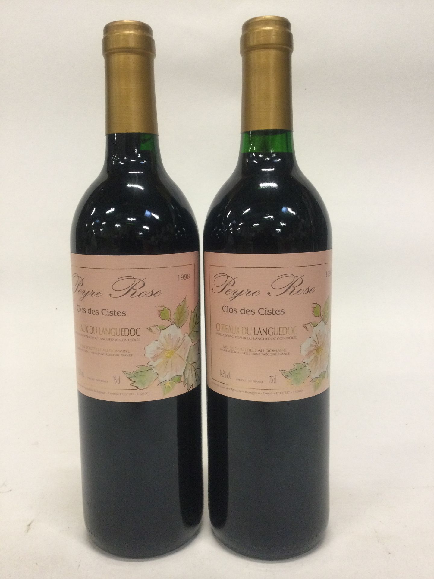 Null 2 Bottles PEYRE ROSE CLOS DES CISTES coteau du Languedoc 1998