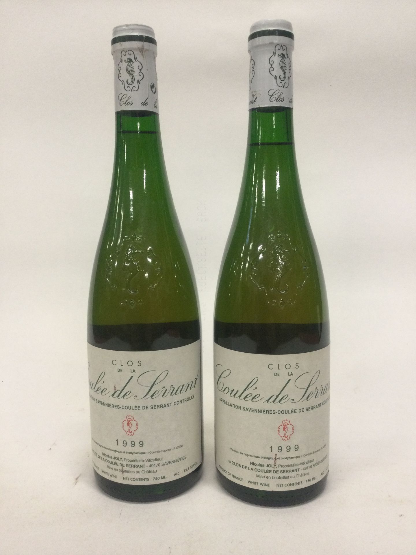 Null 2 Bottles Clos de la COULÉE DE SERRANT Nicolas JOLY 1999