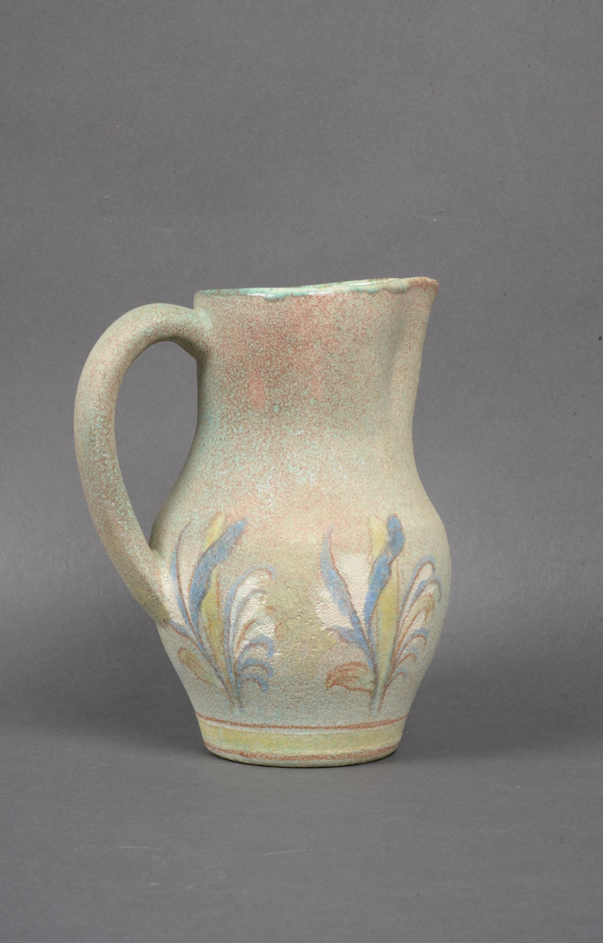 Null Nicolas FARKAS (Meuse artist), Stoneware pitcher with glazed interior and p&hellip;