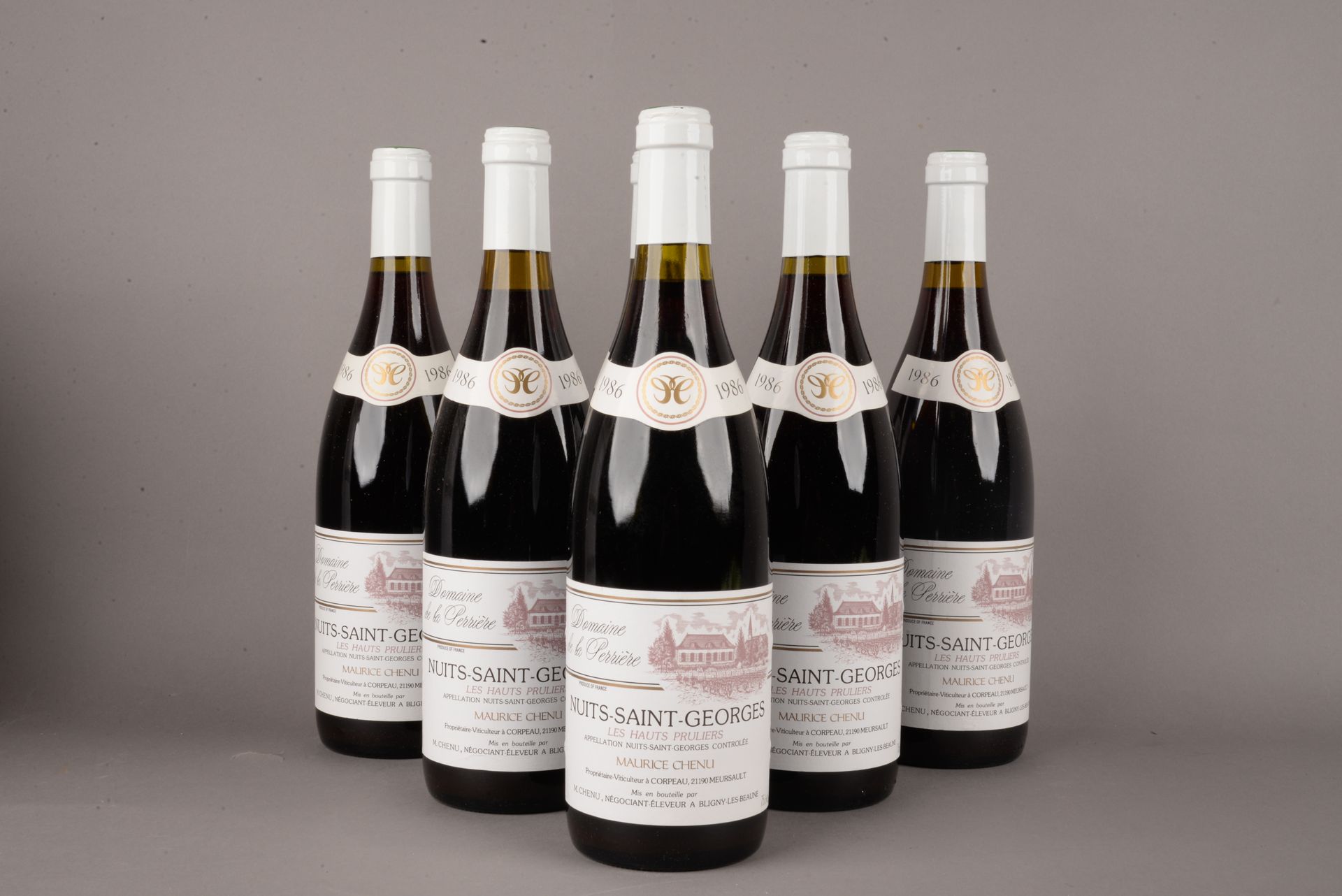 Null 6 bouteilles NUITS-ST-GEORGES "Les Hauts Pruliers", Maurice Chenu 	1986 (co&hellip;